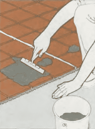 Заполнение швов раствором | Мощение бетонной плиты керамическими плитками