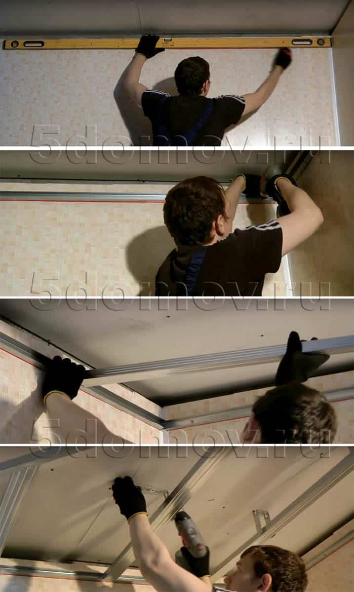 Монтаж металлической обрешетки на потолок под панели ПВХ