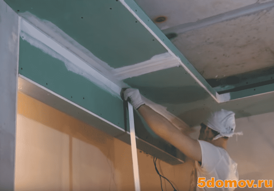 Финишная отделка гипсокартона | Короб из гипсокартона на потолке под натяжной потолок